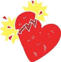 flat color illustration of broken heart vector