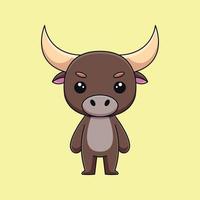 cute bull cartoon doodle art hand drawn concept vector kawaii icon illustration