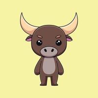 cute bull cartoon doodle art hand drawn concept vector kawaii icon illustration