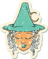 Retro Tattoo Style elf mage character face vector