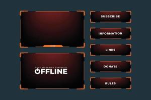 Broadcast gaming overlay design with abstract digital shapes. Stylish gaming overlay and screen interface decoration. Live streaming overlay design with orange and dark colors for online gamers. vector