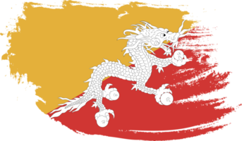 Bhutan flag with grunge texture png