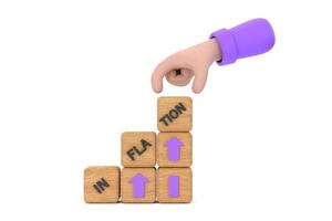 Hand hold cubes, dice or blocks with inflation photo