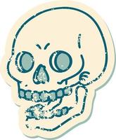 iconic distressed sticker tattoo style image of a skull vector