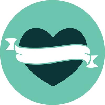 iconic tattoo style image of a heart and banner