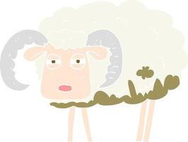 flat color illustration of ram covered in mud vector