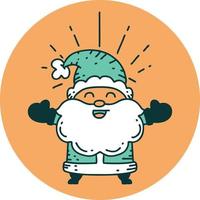 icon of a tattoo style happy santa claus christmas character vector