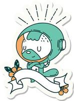 sticker of a tattoo style animal in astronaut suit vector