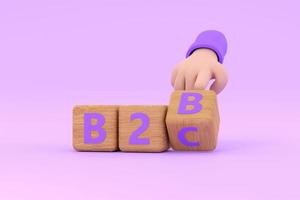 Hand turns a dice and changes the expression B2B to B2C photo