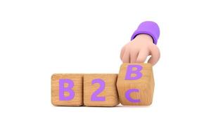 Hand turns a dice and changes the expression B2B to B2C photo