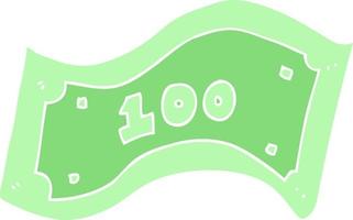 ilustración de color plano de billete de 100 dólares vector