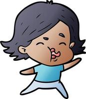 cartoon girl pulling face vector