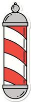 sticker of tattoo in traditional style of a barbers pole vector