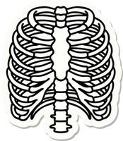 sticker of tattoo in traditional style of a rib cage vector