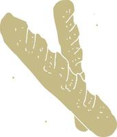 flat color illustration of baguette vector