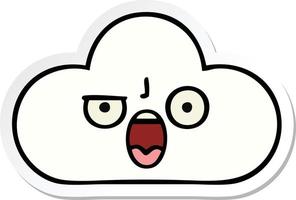 sticker of a cute cartoon cloud vector