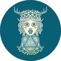 Retro Tattoo Style elf druid character face vector