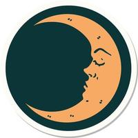 sticker of tattoo in traditional style of a crescent moon vector