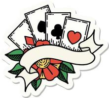 sticker of tattoo in traditional style of cards and banner vector