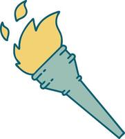 iconic tattoo style image of a lit torch vector