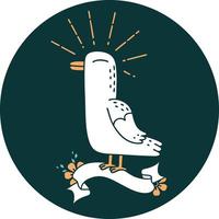 icon of a tattoo style seagull bird vector