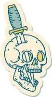 sticker of tattoo in traditional style of a skull vector