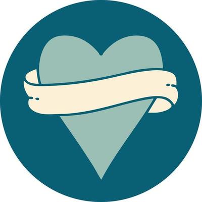 iconic tattoo style image of a heart and banner