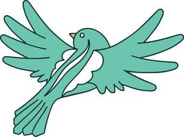 imagen icónica de estilo tatuaje de un pájaro volador vector