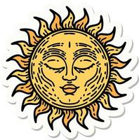 pegatina de tatuaje al estilo tradicional de un sol vector
