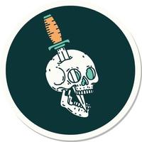 sticker of tattoo in traditional style of a skull vector