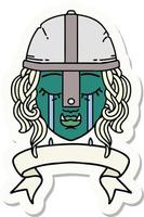 sticker of a crying orc fighter character face vector