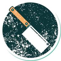 iconic distressed sticker tattoo style image of a meat cleaver vector