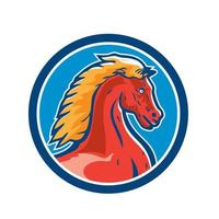 Colt Horse Head Side Circle Retro vector