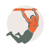 Crossfit Pull Up Bar Circle Retro vector