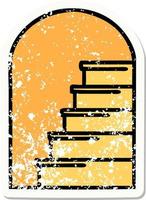 distressed sticker tattoo in traditional style of a doorway to steps vector