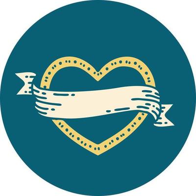 iconic tattoo style image of a heart and banner