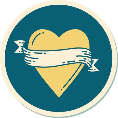 sticker of tattoo in traditional style of a heart and banner