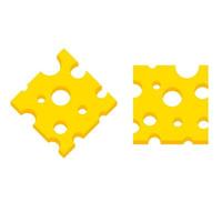 Piece of cheese. Slice food. Yellow ingredient with holes. Roquefort dairy products. Flat cartoon illustration vector