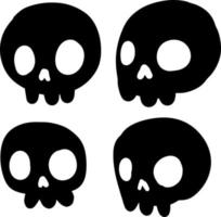 conjunto de calaveras divertidas. huesos humanos blancos. elemento aterrador de halloween. cabeza de muerte ilustración plana de dibujos animados vector