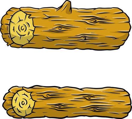 Brown log. Building wood material. Natural element. Environment of forest.