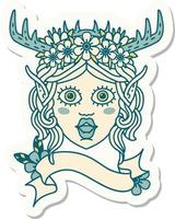 sticker of a elf druid character face vector