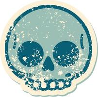 iconic distressed sticker tattoo style image of a skull vector