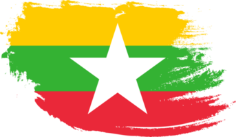 Myanmar flag with grunge texture png