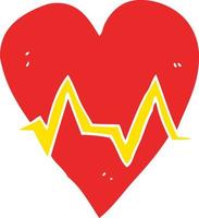 flat color illustration of heart rate pulse symbol vector