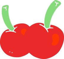 flat color illustration of cherries vector