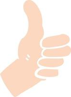 flat color illustration of thumbs up sign vector