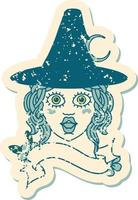 Retro Tattoo Style human witch character face vector