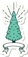 sticker of a tattoo style pine tree vector