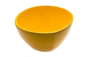 Empty ceramic bowl on white background photo