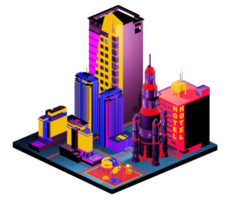 Retro isometric building png